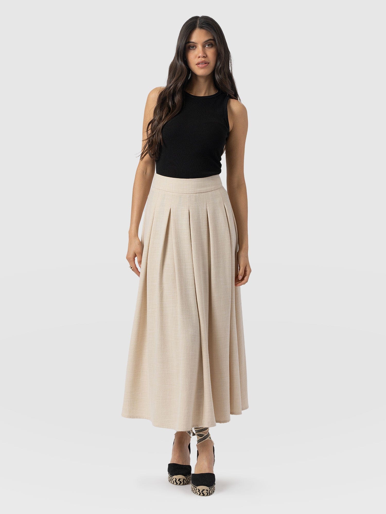 Eliza Pleated Skirt - Cream - Women's Skirts | Saint + Sofia® USA